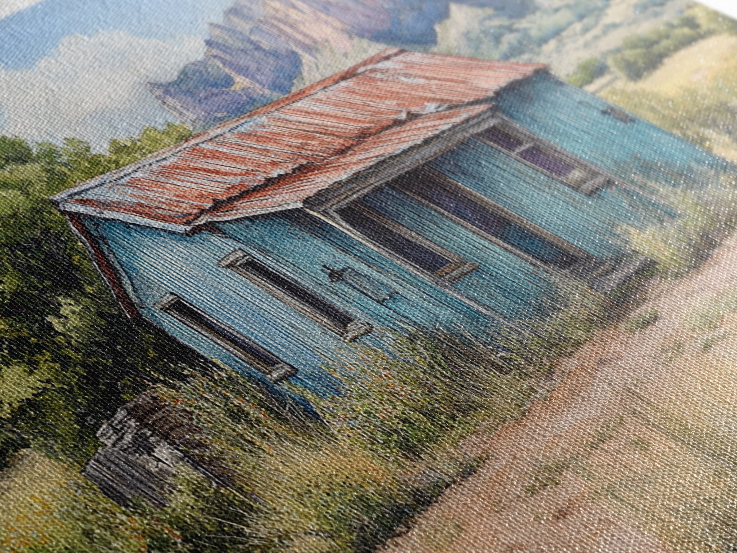 Abandoned Cabin In The Nevada Desert - Framed Canvas Print - Kitsch Wall Art - Desert Landscape Painting - Barn Oil Painting - Desert Art