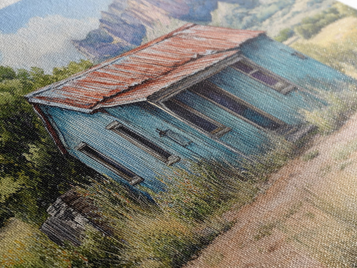 Abandoned Cabin In The Nevada Desert - Framed Canvas Print - Kitsch Wall Art - Desert Landscape Painting - Barn Oil Painting - Desert Art