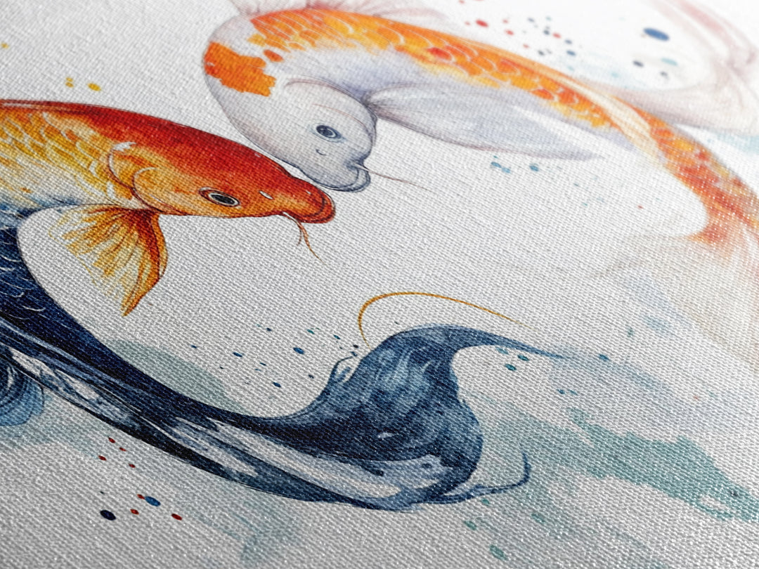 Cute Koi Fish Kissing - Couple Gift Idea - Framed Canvas Print - Valentine's Day Wall Art - Wall Art For Couples - Wabi Sabi Engagement Gift