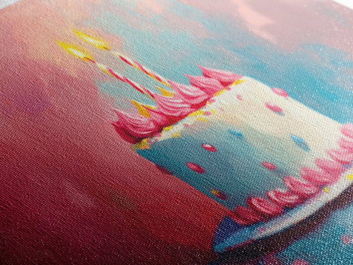 Birthday Cake Wall Art Canvas Print, Preppy Home Decor, Dining Room Wall Art, Kitchen Wall Art, Kitchen Food Painting