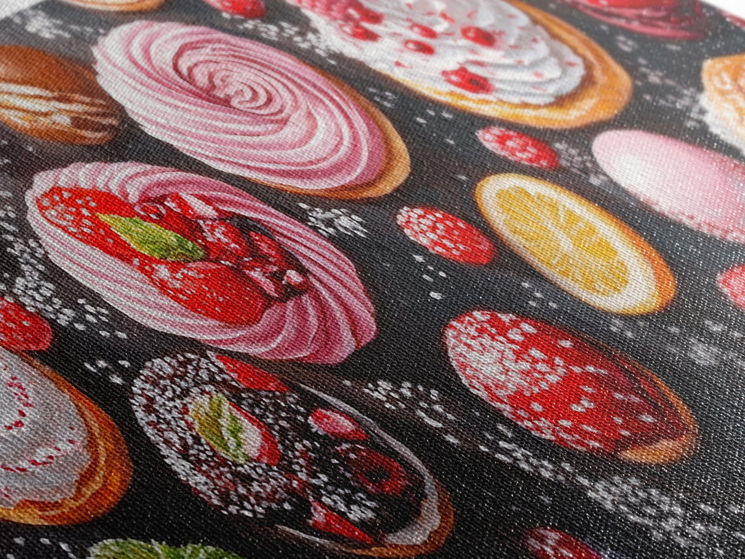 Donuts and Deserts Oil Painting Print, Canvas Art, Bakery Wall Art, Bakery Decor, Kitchen Wall Art