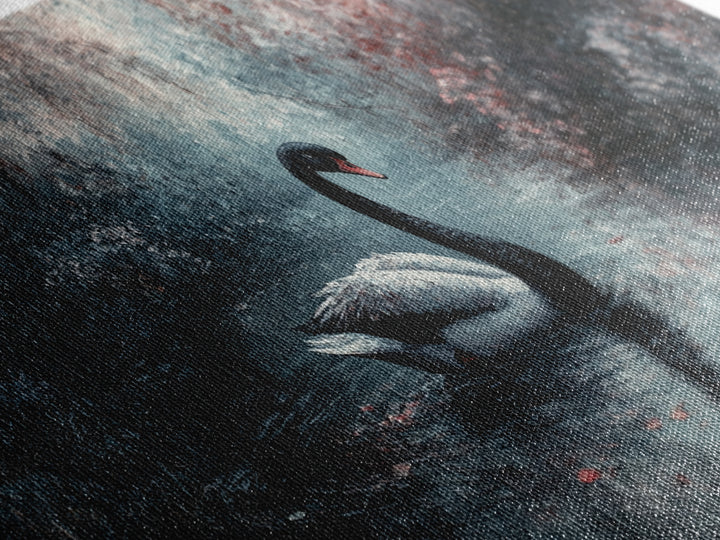 Dark Academia Oil Painting Print of a Black Swan - Gothic Decor - Living Room Decor - Above Sofa Gothic Art - Halloween Decor