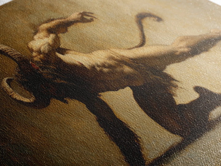 Canvas Print of Satyr, Victorian Gothic Wall Art, Satyr Painting Original, Satyr Oil Painting, Goth Decor, Spooky Wall Art