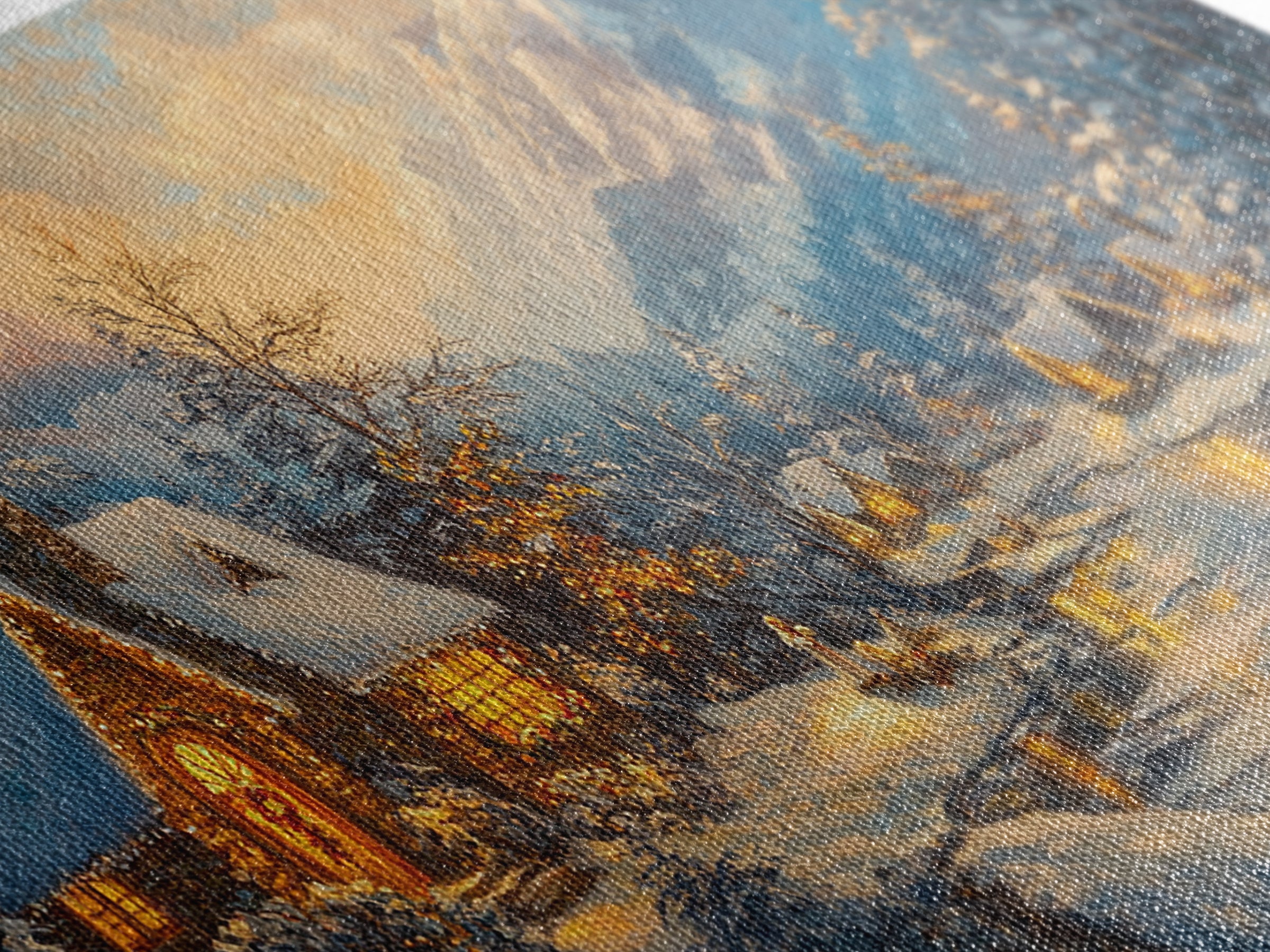 Christmas On The Lake, Christmas Canvas Print, Cabin Decor, Cabin Wall Art, Lake House Wall Art, Christmas home Decor, Christmas Village