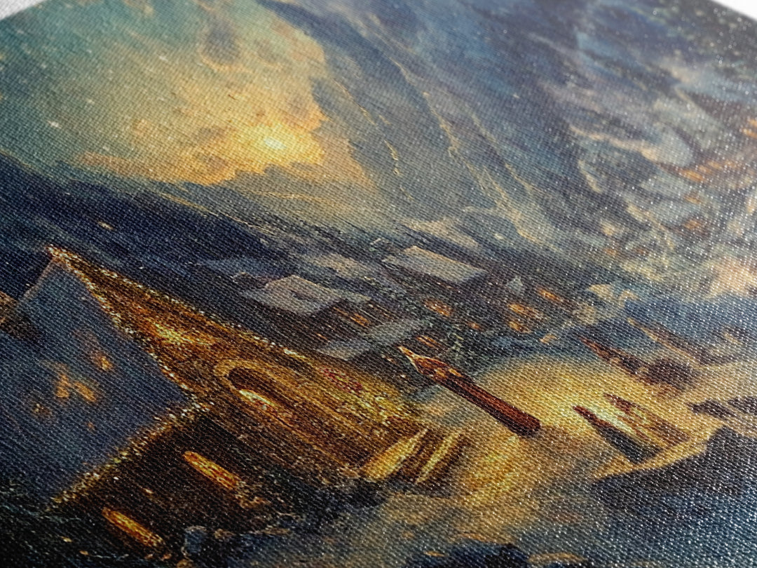 Christmas In The Mountains, Nativity Scene, Christmas Canvas Print, Christmas Decoration, Christmas Centerpiece Wall Art, Christmas Village