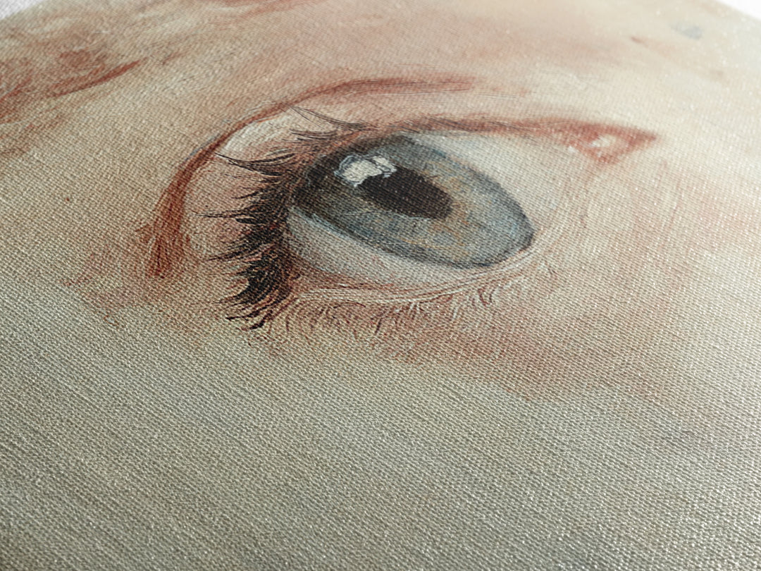 Closeup Study of an Eye Framed Canvas Print, Eye Oil Painting, Whimsical Home Decor, Paint of a Blue Human Eye