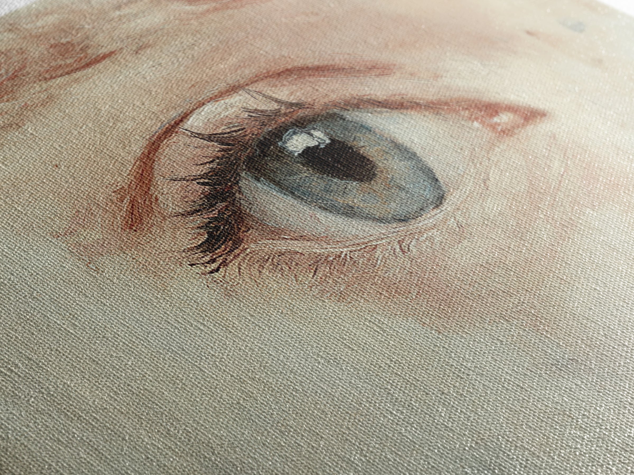 Closeup Study of an Eye Framed Canvas Print, Eye Oil Painting, Whimsical Home Decor, Paint of a Blue Human Eye