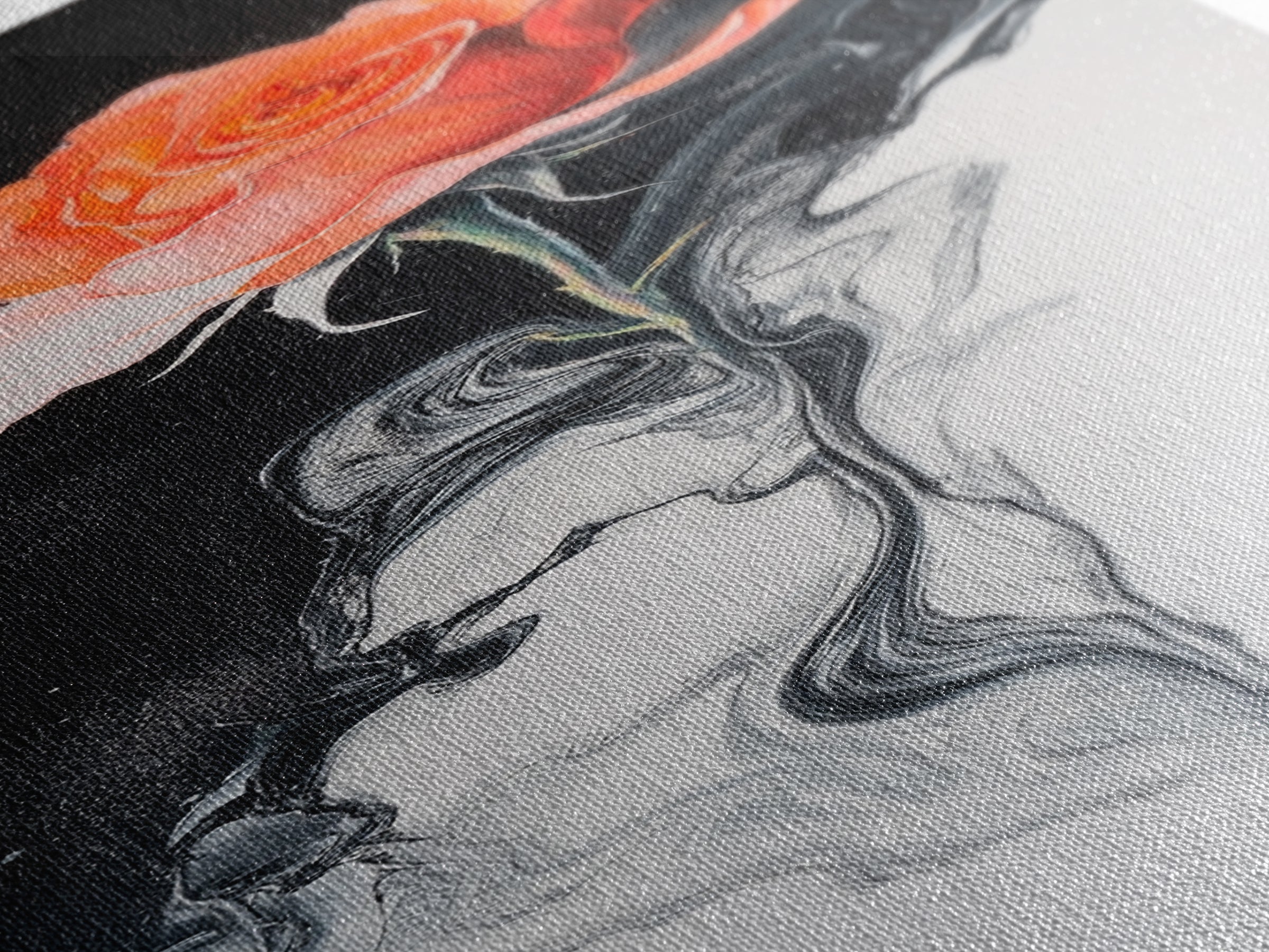 Rose Painting Framed Canvas Print, Dark Romance Painting, Botanical Prints, Tall Narrow Art Bedroom Decor, Gift Idea Christmas