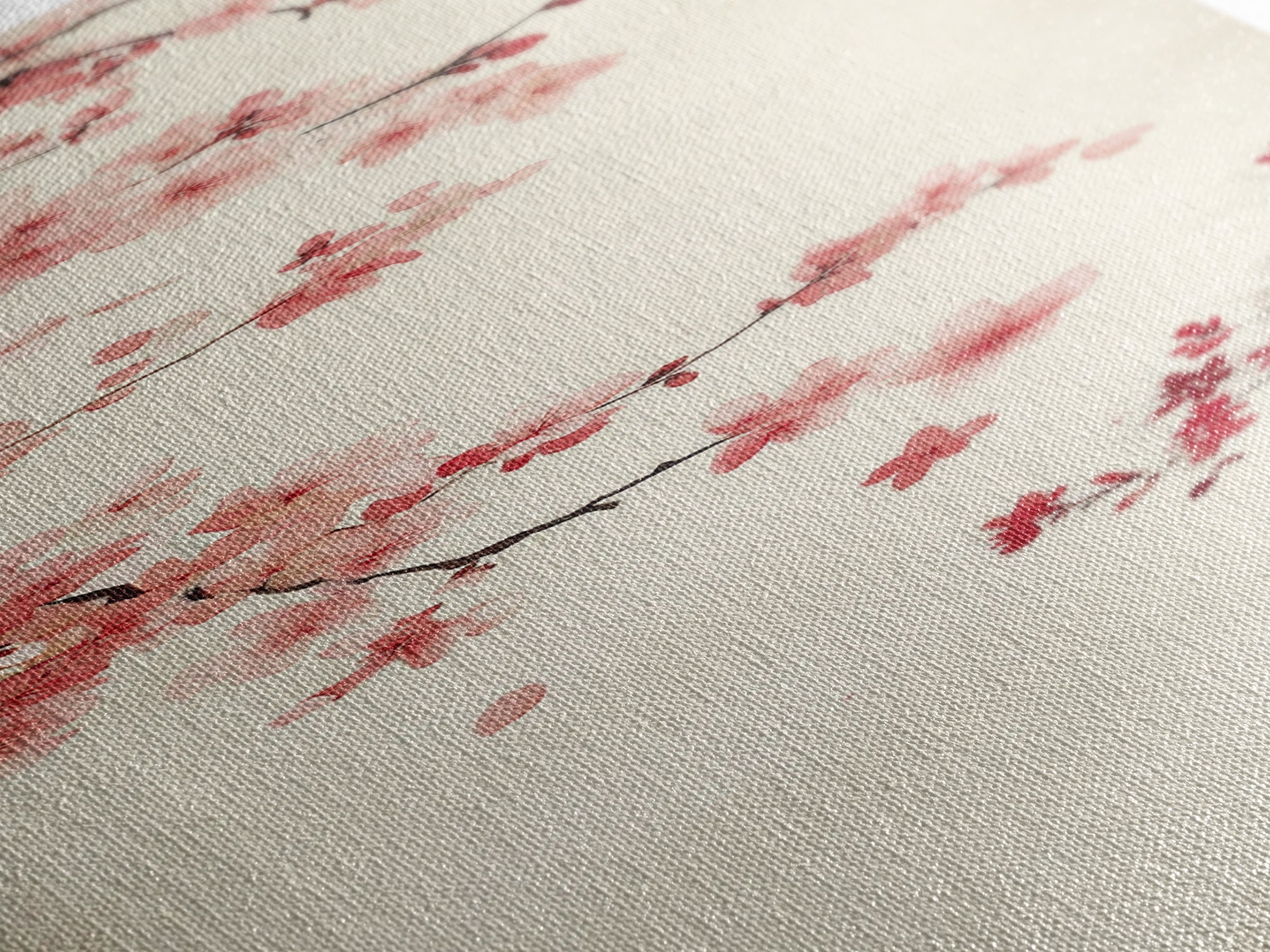 Cherry Blossom Branch Framed Canvas Print Tall Skinny Art Floral Japanese Decor, Cherry Blossom Painting, Minimalist Botanical Wall Art, Above Sofa Art