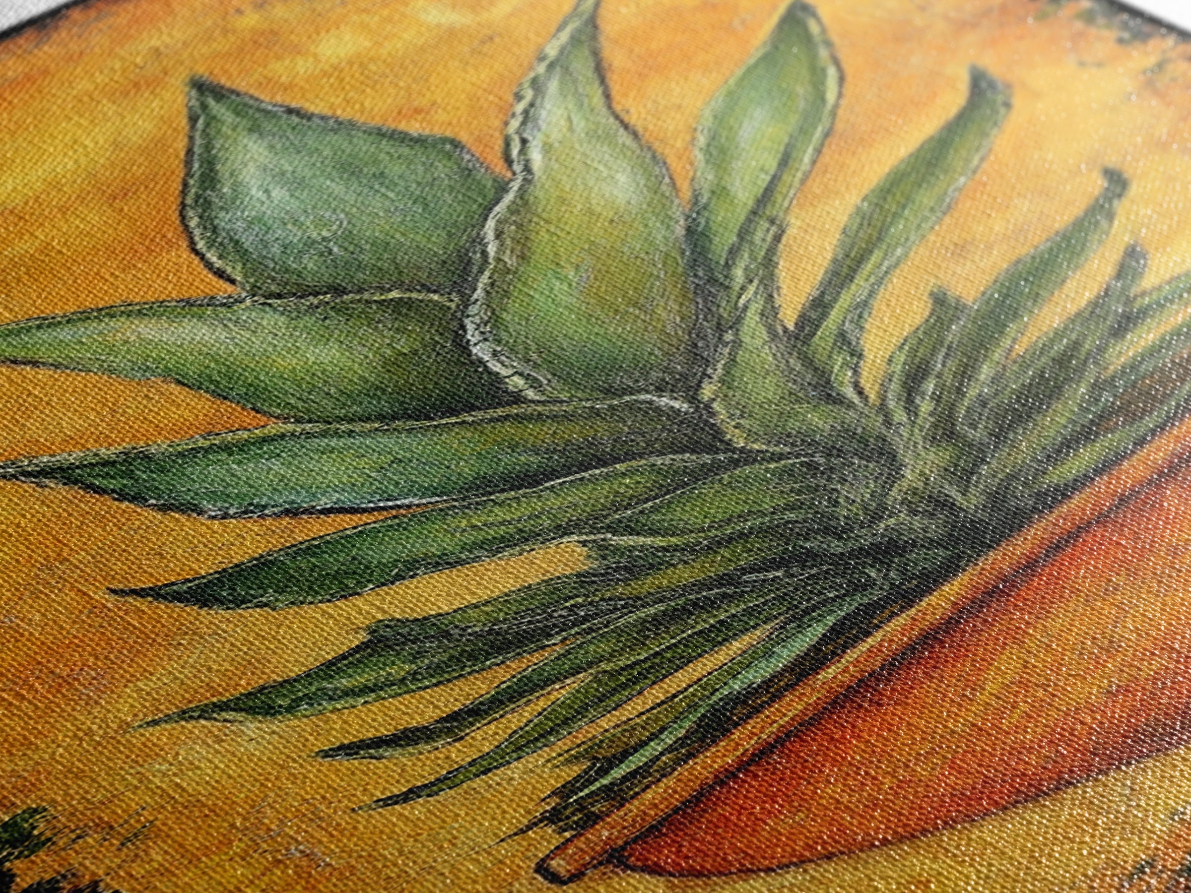 Vibrant Agave in Terra Cotta Framed Canvas Print Rustic Decor Agave Painting Botanical Prints Kitchen Wall Art