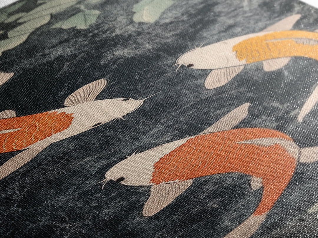 Canvas Print Koi Fish Painting Asian Decor Chinoiserie Wall Art Nature Inspired Wabi Sabi Art Ideal Living Room Minimalist Art