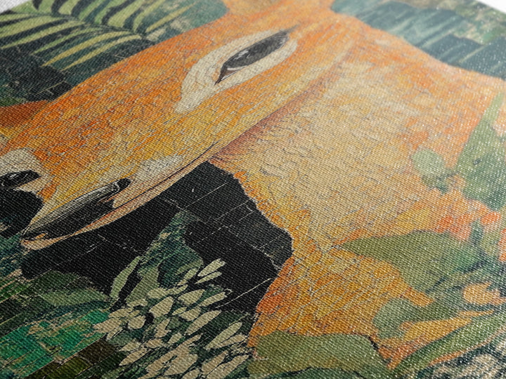 Canvas Print of Gentle Deer in Floral Forest, Boho Art, Whimsical Wall Art, Animal Decor, Tall Narrow Wall Art, Woodland Theme