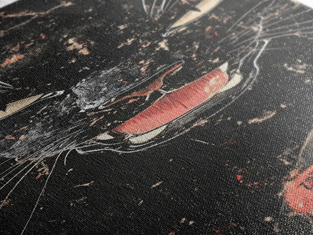 Canvas Print of Fierce Panther with Intense Stare, Dark Romance Painting, Gothic Home Decor, Chicano Art, Edgy Wall Art, Wild Spirit