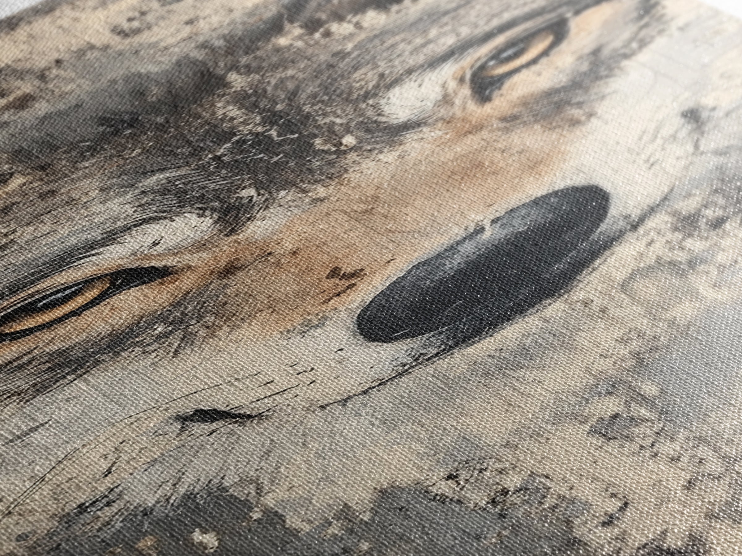 Canvas Print of Wolf Eyes Close-Up, Moody Art, Above Couch Art, Rustic Wall Art, Therapy Art, Wildlife Inspired