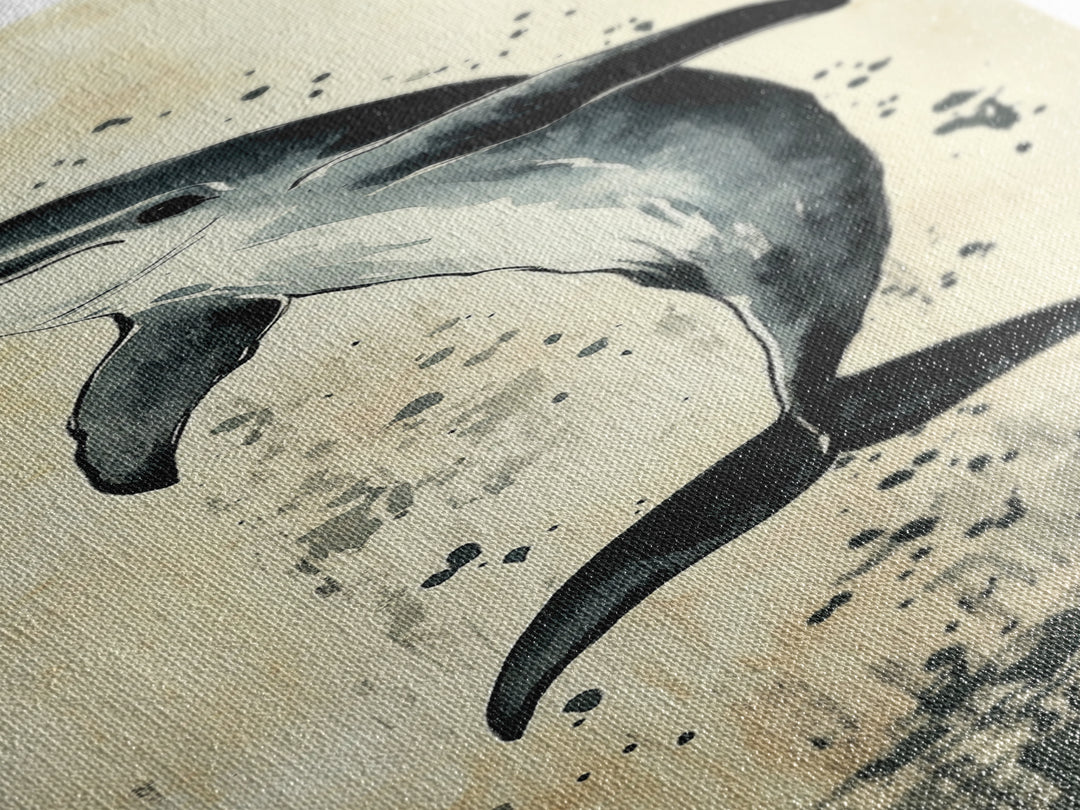 Canvas Print Dolphin Painting Coastal Nautical Wall Art with Splash Effect, Living Room Above Sofa Art, Bedroom Decor, Coastal Art Print