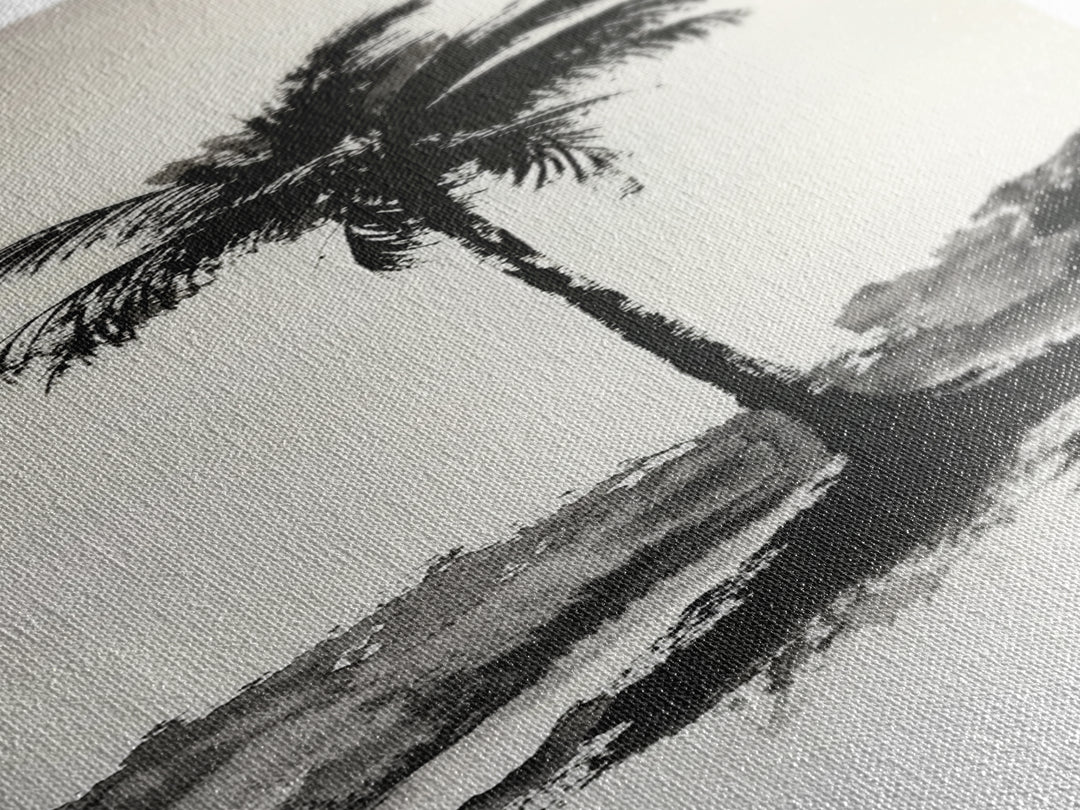 Canvas Print Black and White Palm Tree Painting Minimalist Tropical Wall Art, Wabi Sabi Art, Above Couch Decor, Tall Skinny Art Print