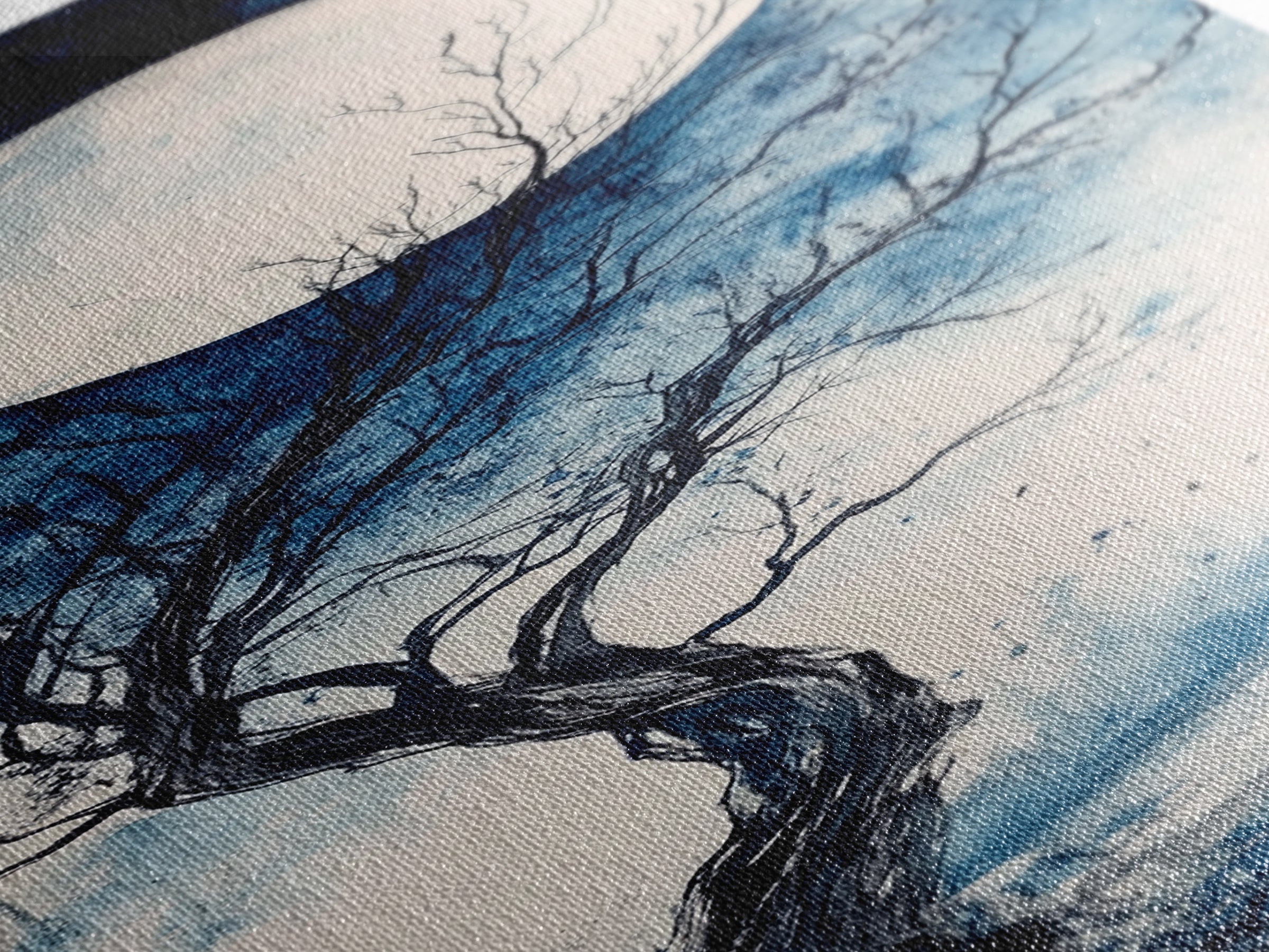 Canvas Print Full Moon with Tree Art, Dark Romance Rustic Wall Decor, Unique Above Couch Art, Moody Bedroom Decor Gift Idea