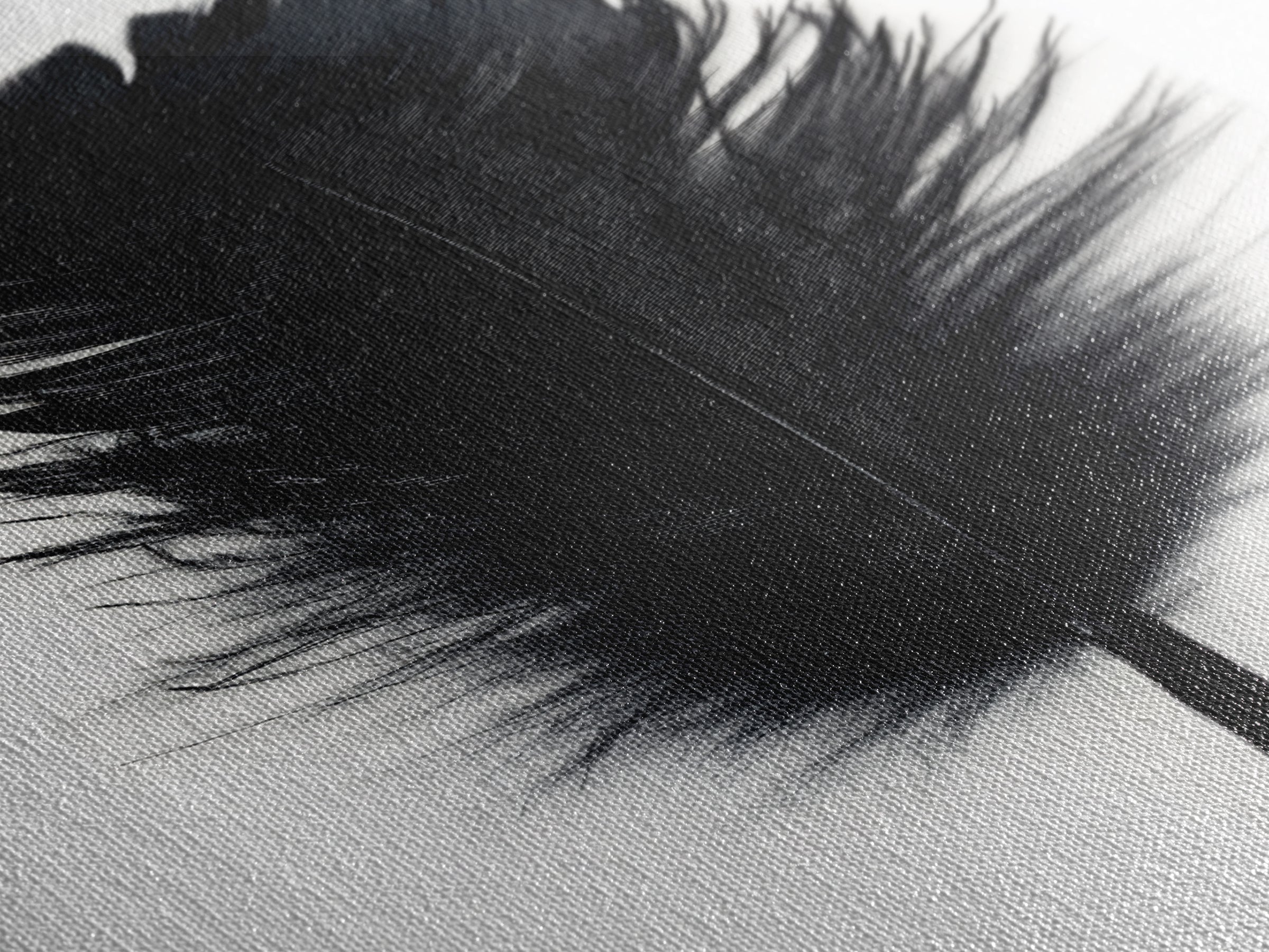 Black Feather Wall Art, Black Feather Painting Canvas Print, Boho Minimalist Home Decor, Feather Art, Tall Narrow Art, Skinny Art