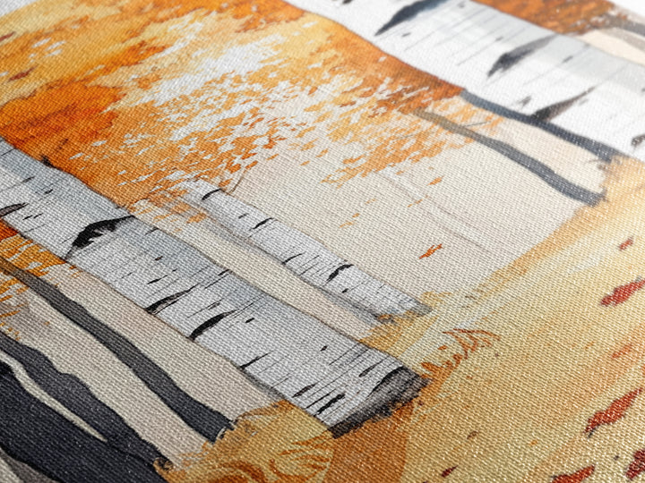 Autumn Birch Trees Framed Canvas Print – Rustic Decor, Tall Narrow Art, Cozy Fall Vibes, Birch Tree Art, Living Room Art, Above Bed Wall Art