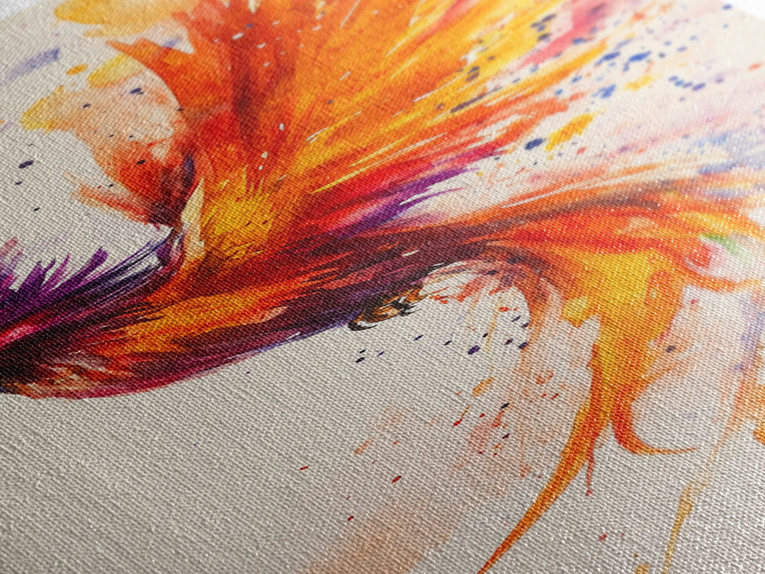 Watercolor Phoenix in Majestic Flight with Stunning Detail – Inspiring Firebird Canvas Print, Perfect Wall Art for Bedroom or Study Spaces