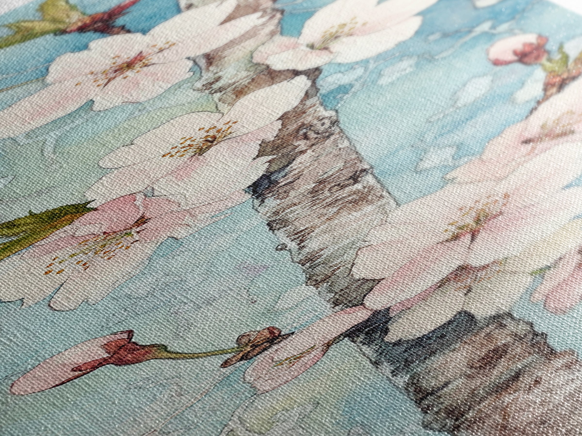 Blossoming Sakura Tree Branch Artwork - Framed Canvas Print for Japanese Wall Art, Cherry Blossom Decor, Pink Floral Art, Botanical Wall Print