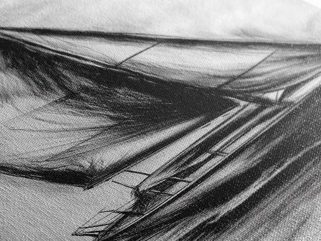 Charcoal Sketch of a Sailboat, Framed Canvas Print, Nautical Decorl Nautical Wall Art, Sailboat Painting, Sail Boat Art, Tall Skinny Wall Art