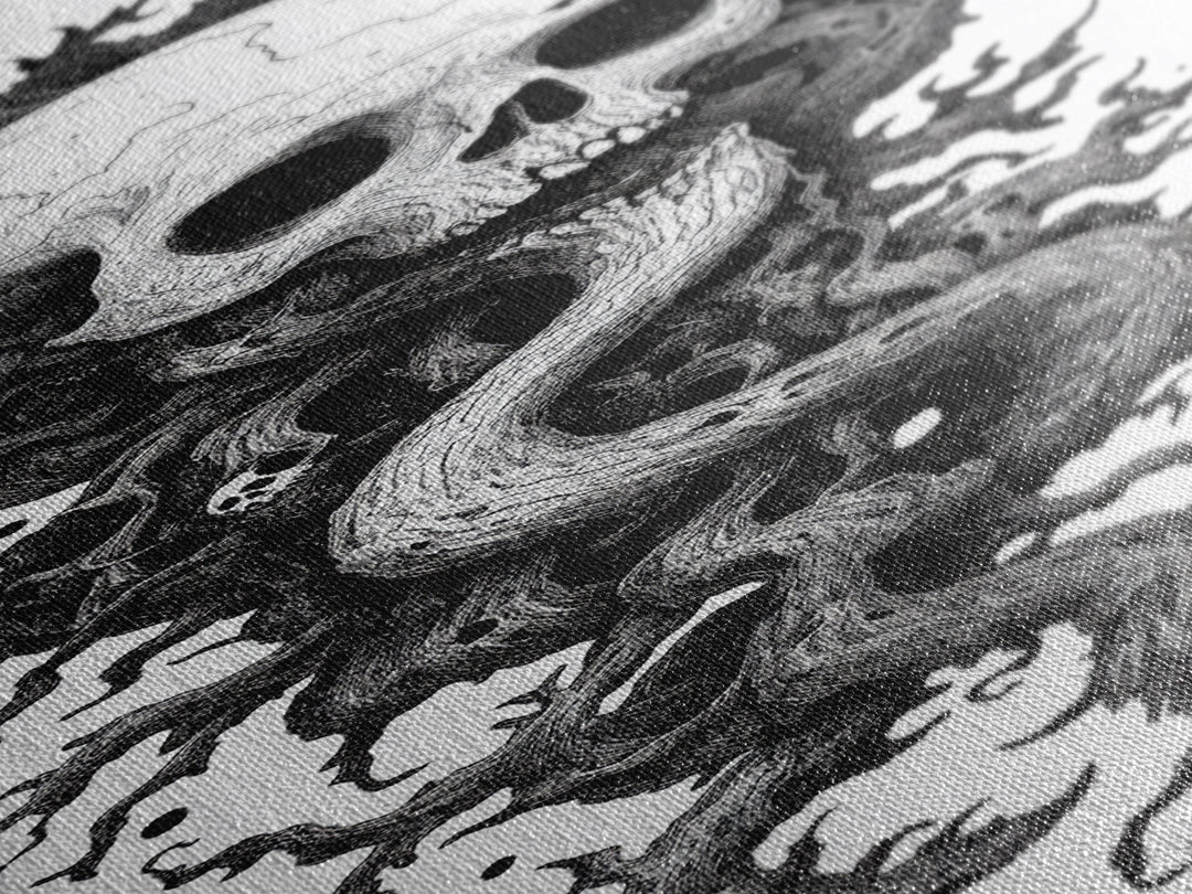 Cosmic Horror Wall Art Framed Canvas Print, Skull Art, Skull Painting Print, Skull Wall Art, Halloween Decor