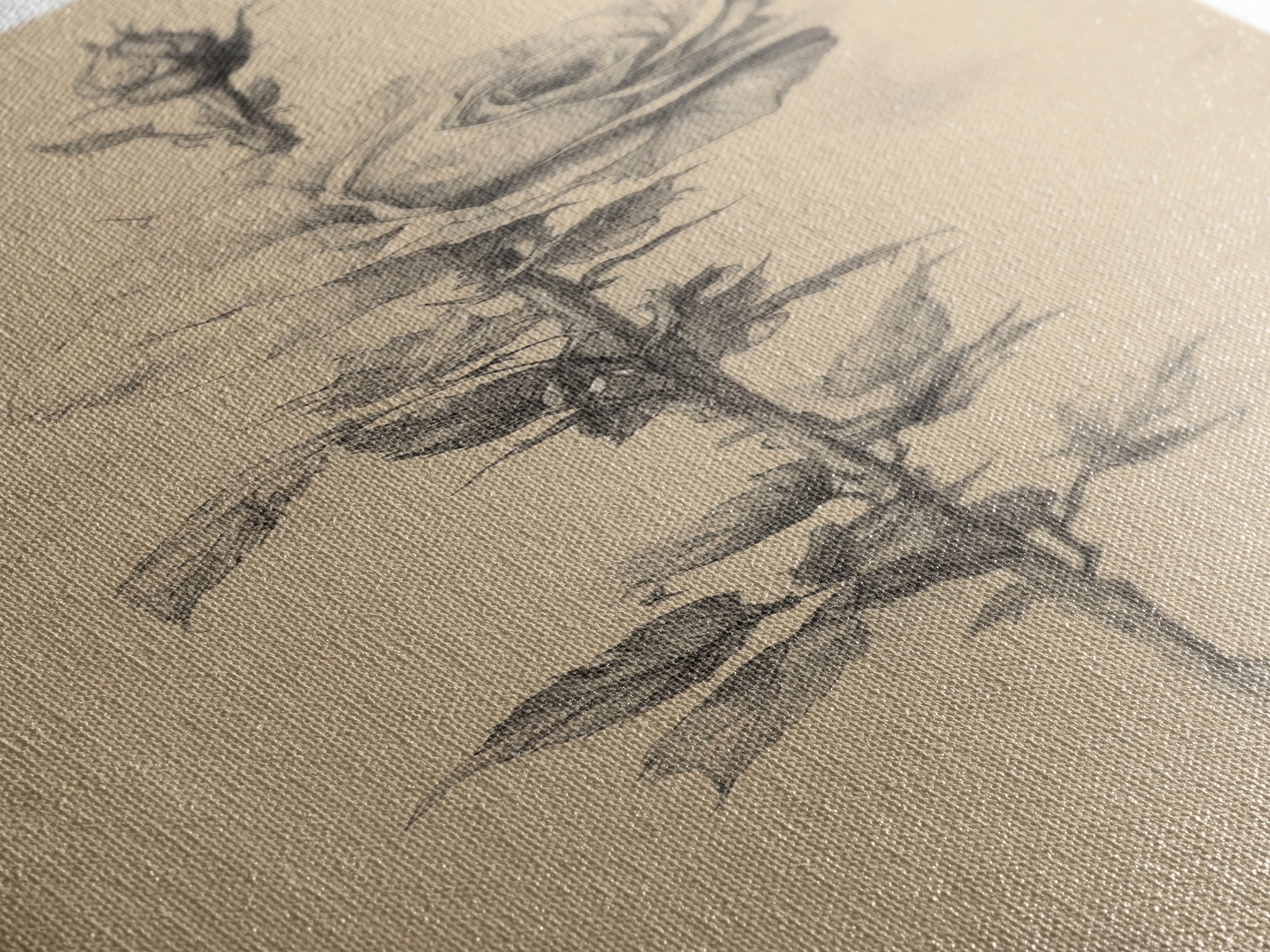 Black and White Sketch of a Rose, Framed Canvas Print, Narrow Art, Tall Skinny Art, Flower Painting, Paint of a Rose, Floral Prints