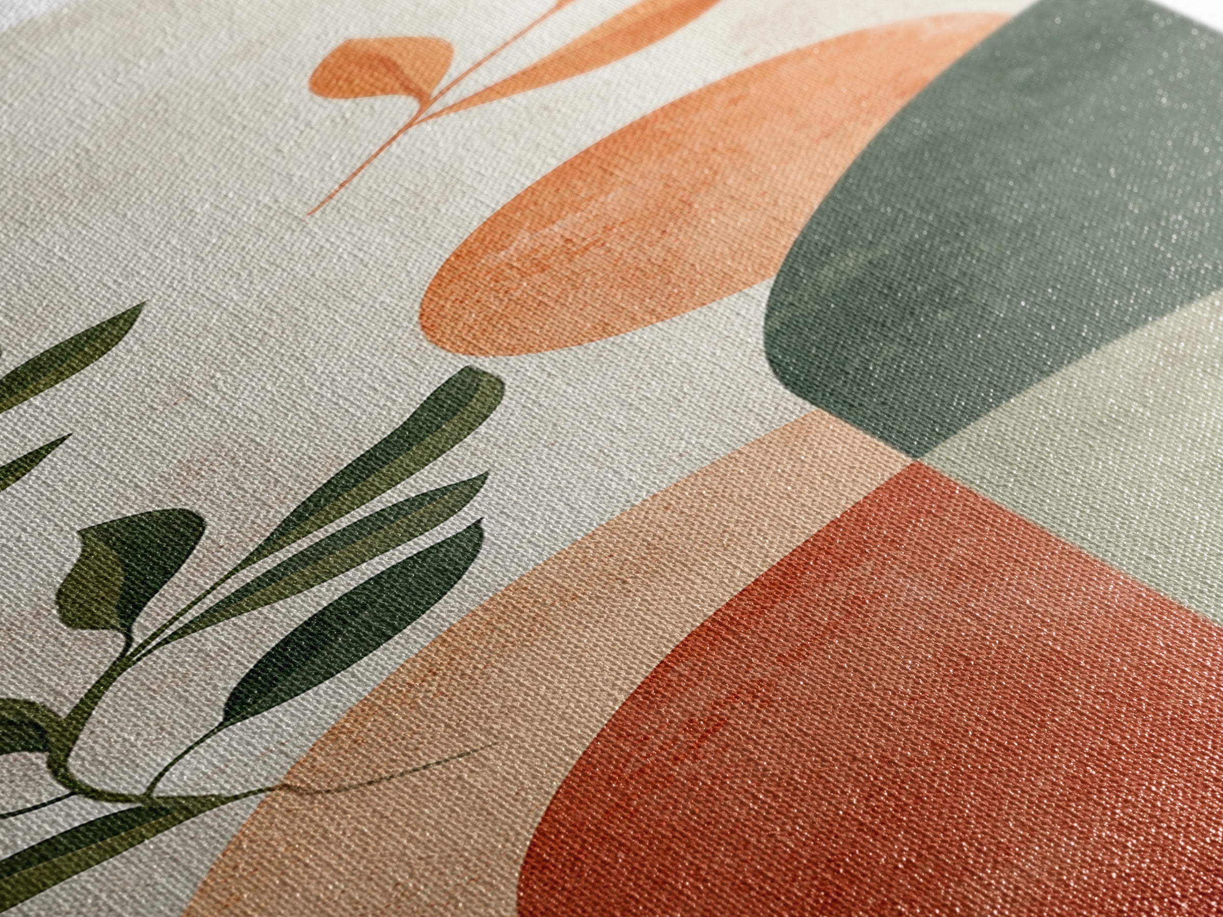 Canvas Print of Abstract Minimalist Art with Sage Green Wall Art, Orange Accents, Boho Decor, Southwest Wall Art, Above Couch Art, Living Room Art