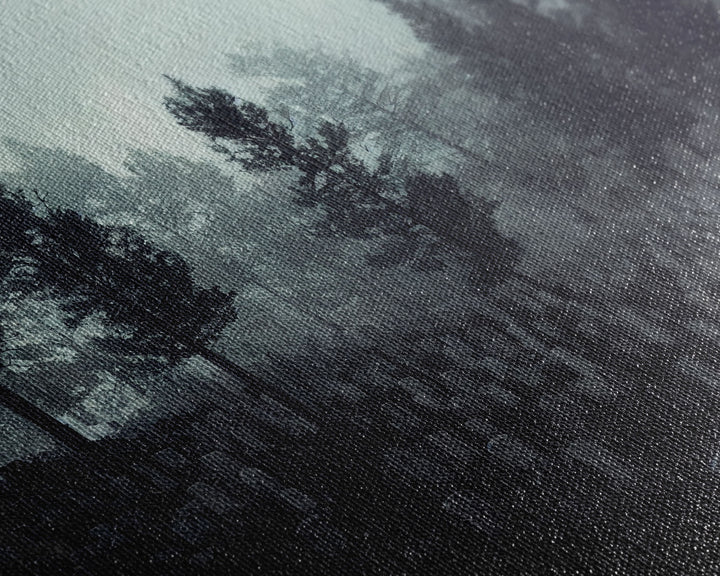 Creepy Haunted Cemetery, Spooky Halloween Art, Graveyard, ready to hang canvas print wall art, Black And White Art, Halloween Decor