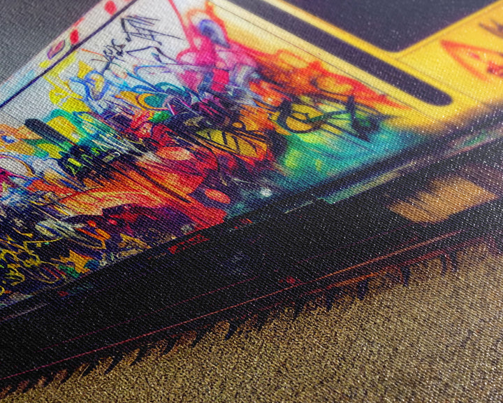 Train car graffiti wall decor, train box car, ready to hang canvas print wall art, graffiti art