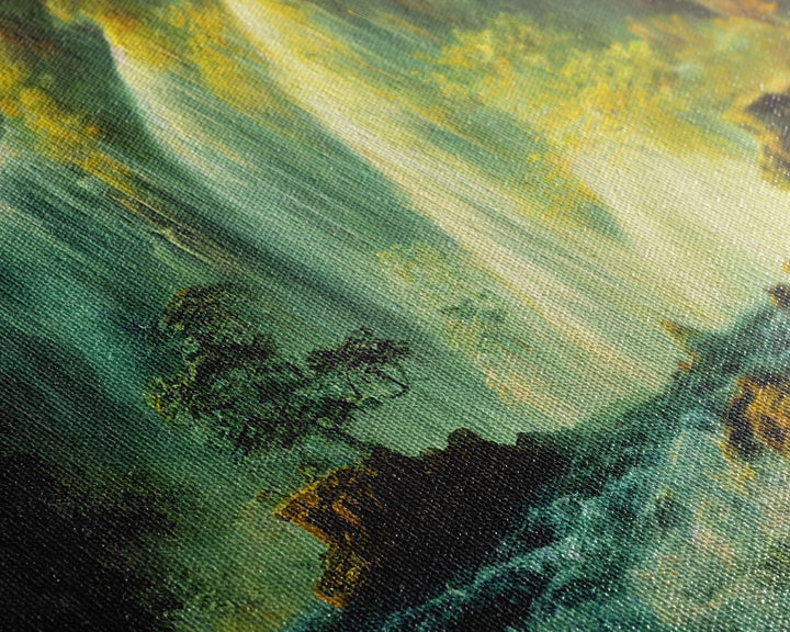 High Fantasy Wall Art, Secret Waterfall, ready to hang canvas print, framed art