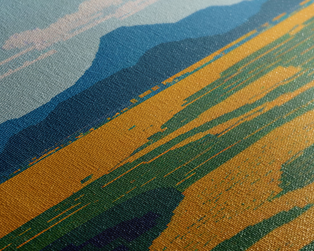 Pixel Art, Beautiful Landscape Made Of Pixels, Ready To Hang Canvas Print, Framed Wall Art