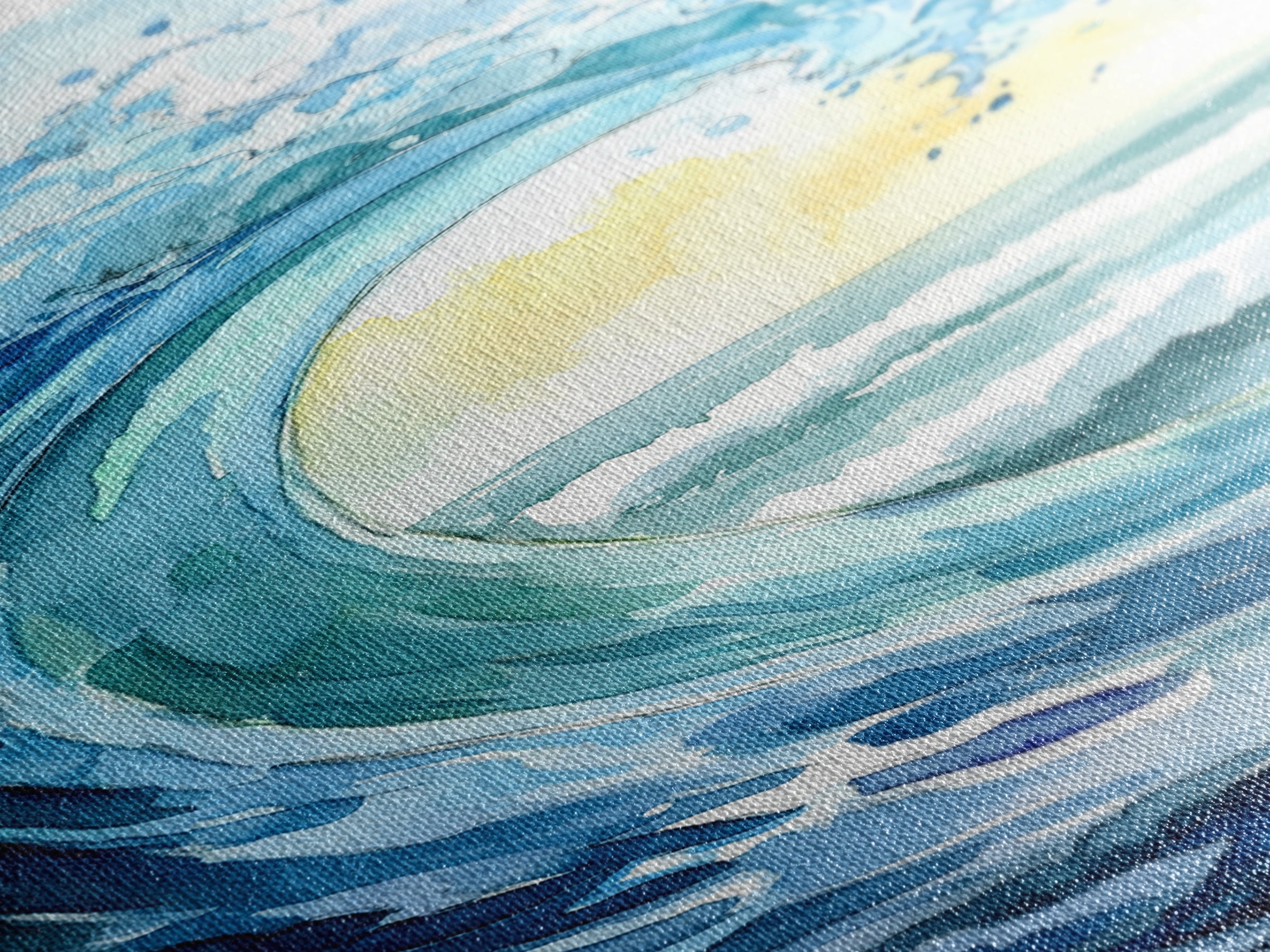 Ocean Wave Painting Canvas Print Coastal Landscape Art Nautical Wall Art Blue Green Wall Art Above Sofa Art Gift Nautical Decor