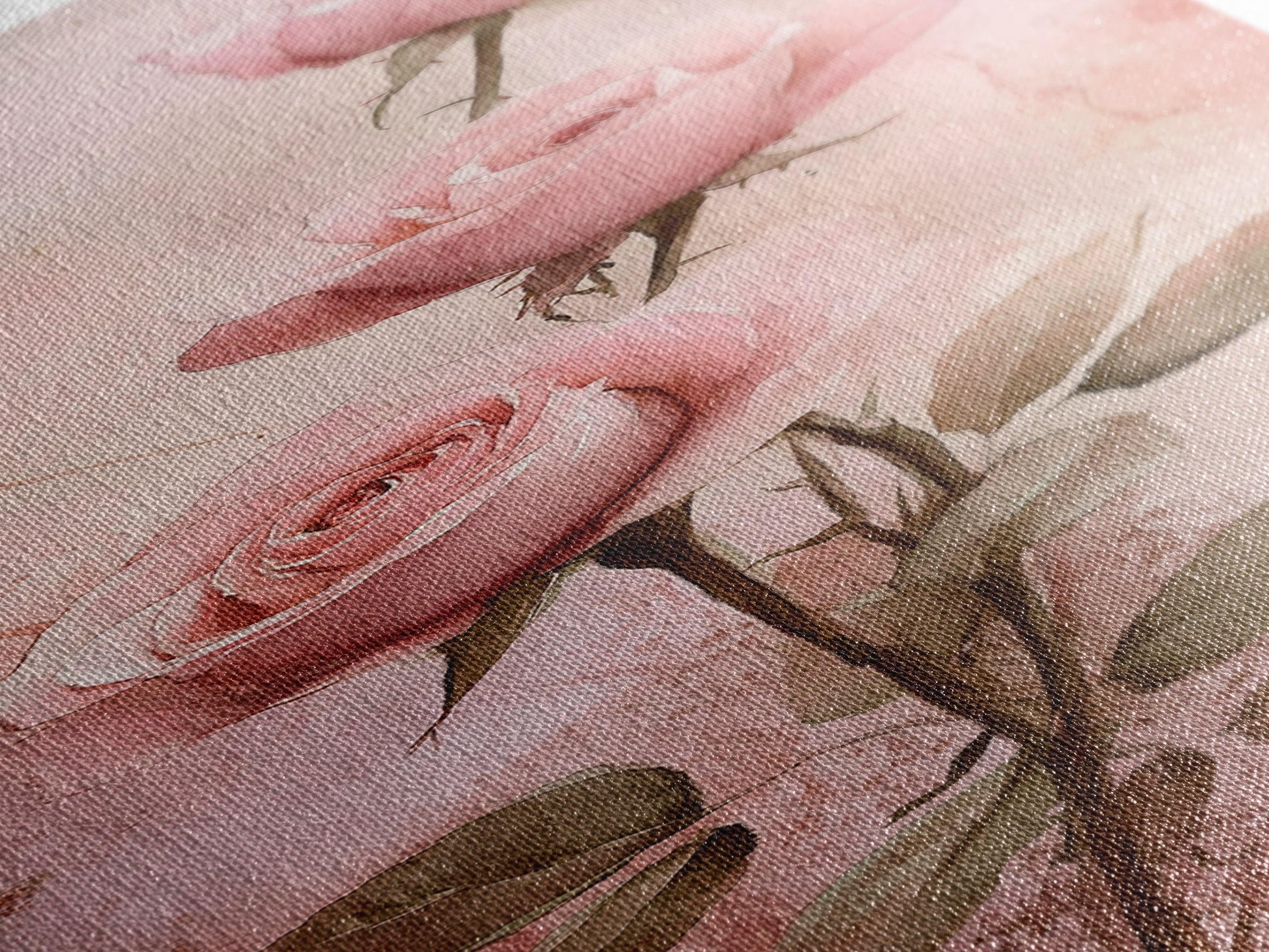 Rose Painting Framed Canvas Print Light Pink Wall Art Botanical Prints Above Sofa Art Living Room Art Rustic Wall Art Gift Idea