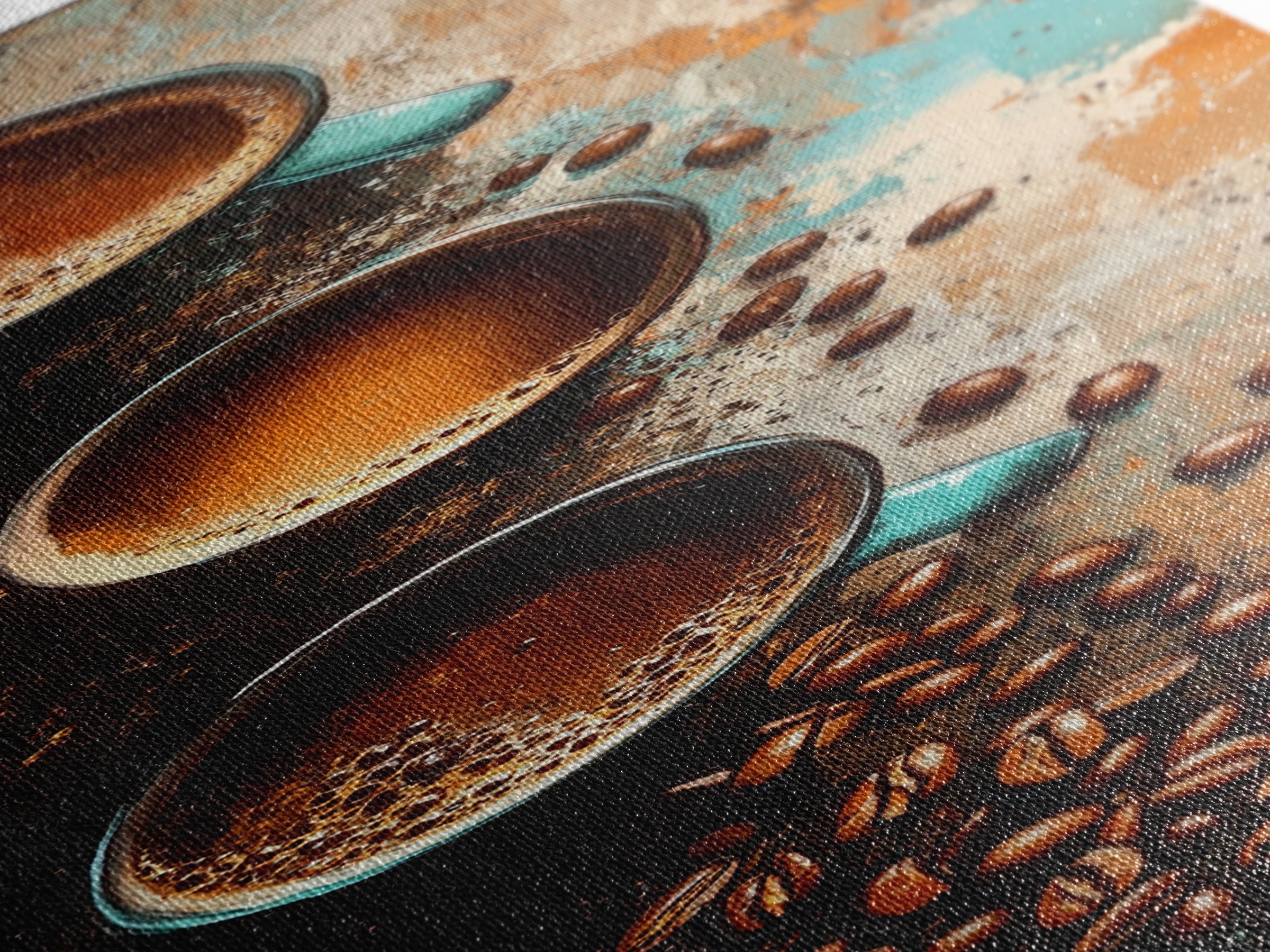 Coffee Beans and Cups Framed Canvas Print Rustic Coffee Wall Art Food Review Kitchen Art Espresso Martini Farmhouse Decor