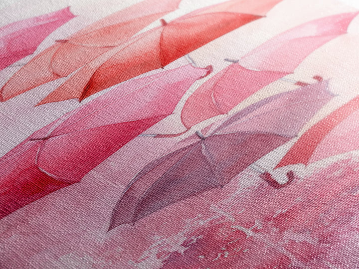 Light Pink Umbrella Canvas Print Above Sofa Art Long Narrow Wall Art Whimsical Art Cherry Blossom Painting Pink Abstract Art Vertical
