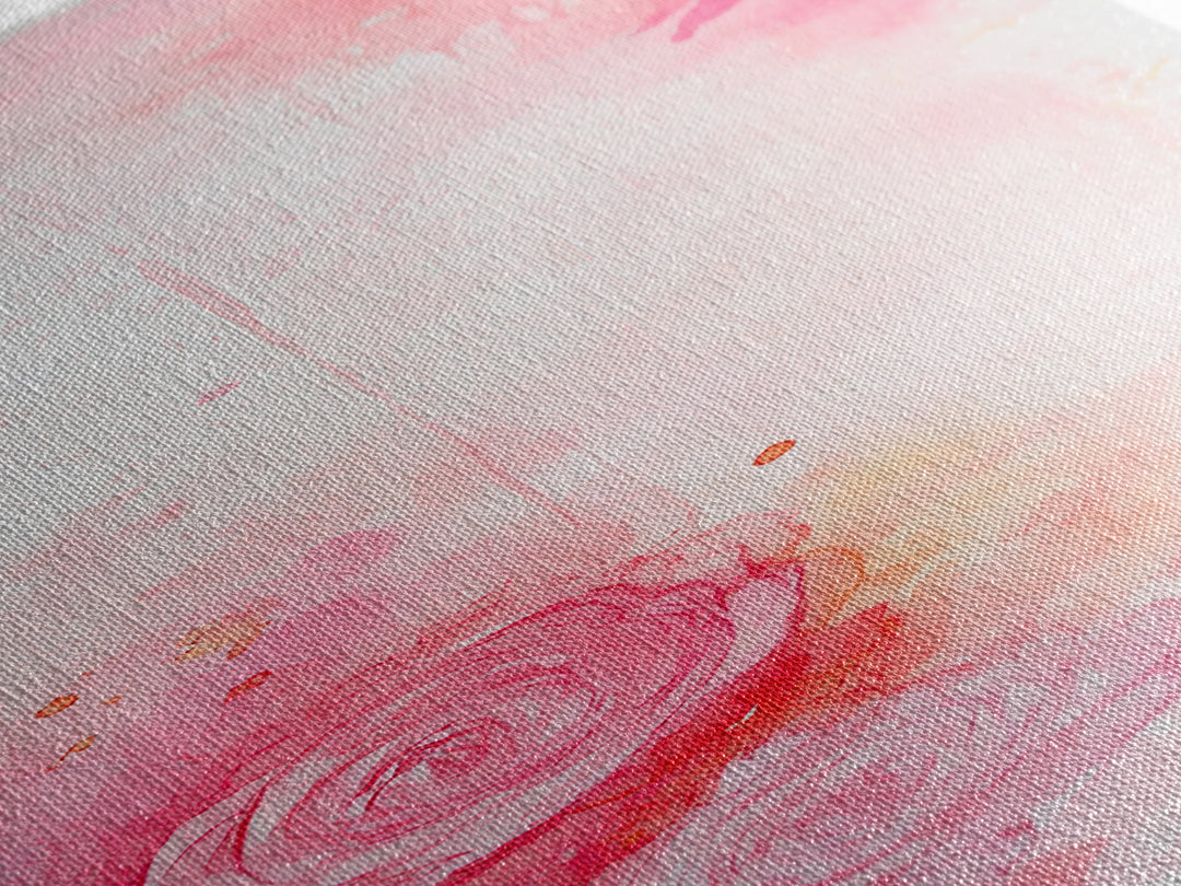 Rose Painting Framed Canvas Print Romantic Pink Art Light Abstract Wall Art Above Couch Art Gift Idea Living Room Wabi Sabi Decor