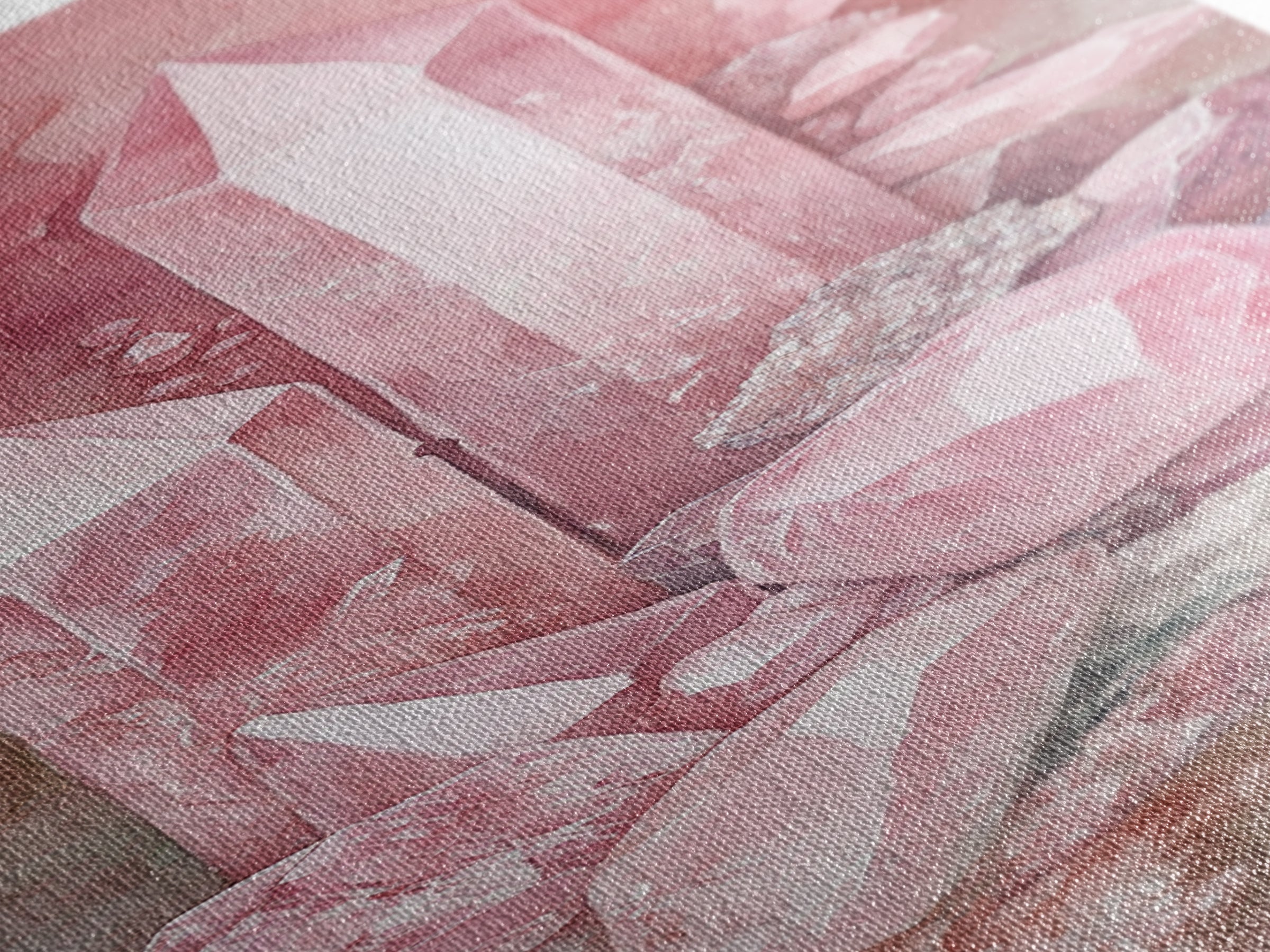 Rose Quartz Crystal Canvas Print - Gemstone Painting in Light Pink Tones, Healing Energy Inspired Wall Art, Boho Room Decor