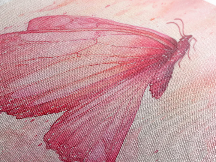 Butterfly Side View Framed Canvas Print Pink Wall Art Light Pink Wall Art Vertical Wall Art Rustic Decor Above Couch Art