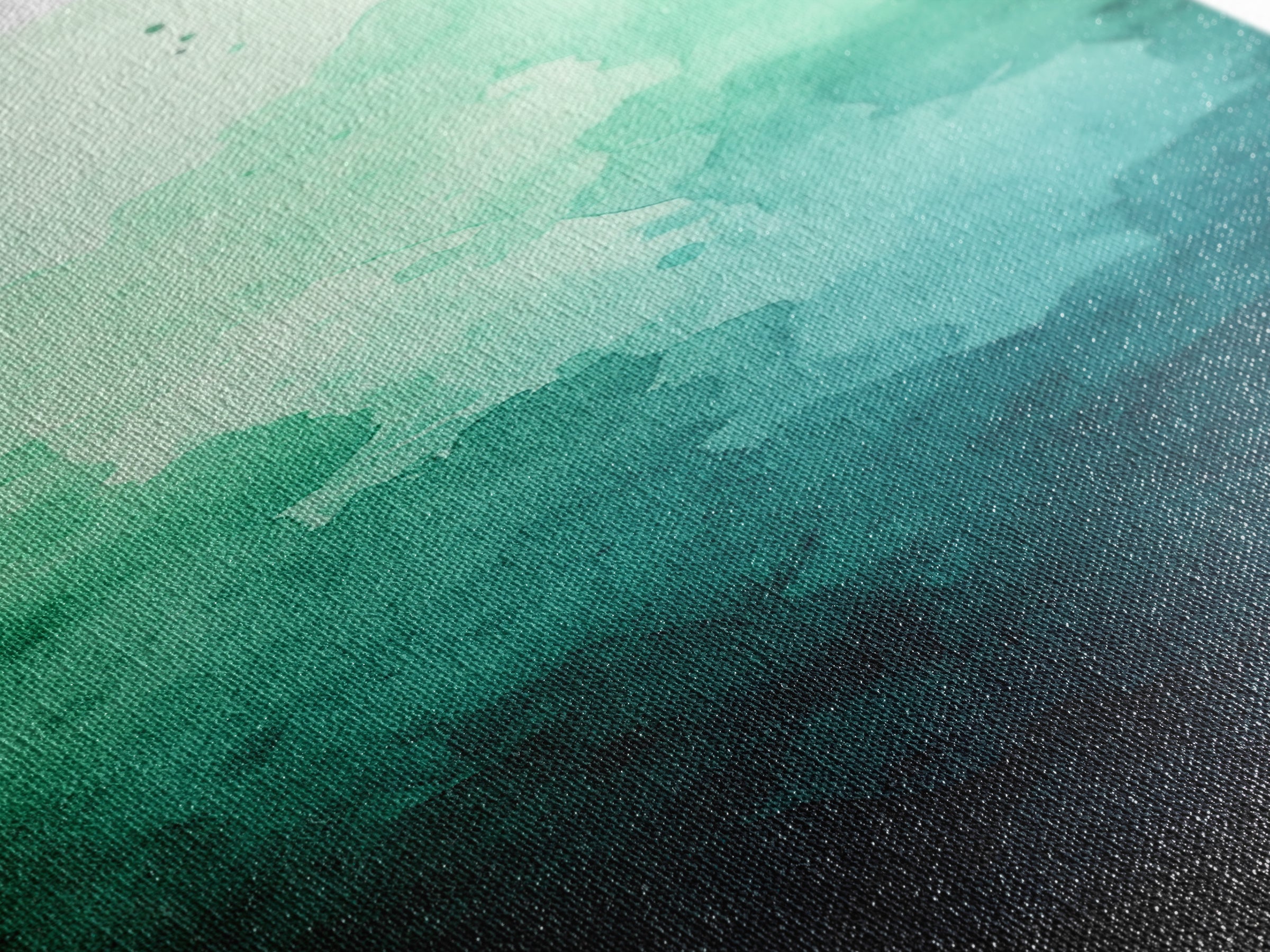 Deep Gradient Watercolor Canvas Print in Green and Teal, Sage Green Wall Art, Moody Art, Vertical Wall Art, Living Room Art, Gift Idea