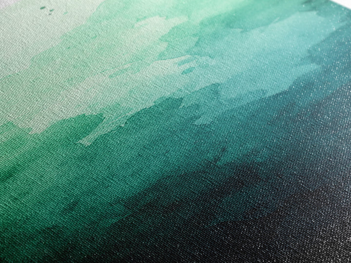 Deep Gradient Watercolor Canvas Print in Green and Teal, Sage Green Wall Art, Moody Art, Vertical Wall Art, Living Room Art, Gift Idea