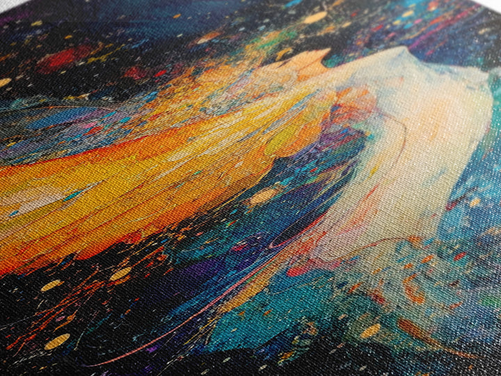 Abstract Angel Framed Canvas Print with Vibrant Colors, Phoenix Metal Art, Long Narrow Wall Art, Living Room Art, Vertical Wall Art