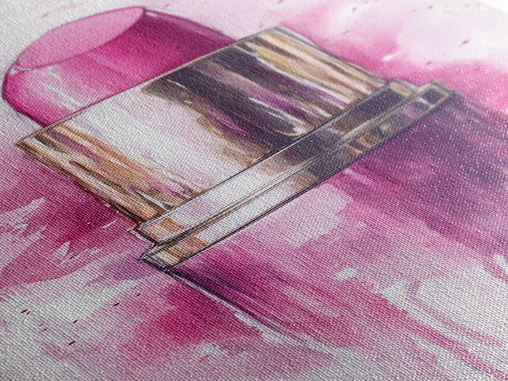 Bold Pink Lipstick Framed Canvas Print Feminine Modern Wall Art Beauty Decor Moody Pink Abstract Painting Bedroom Art Gift Idea