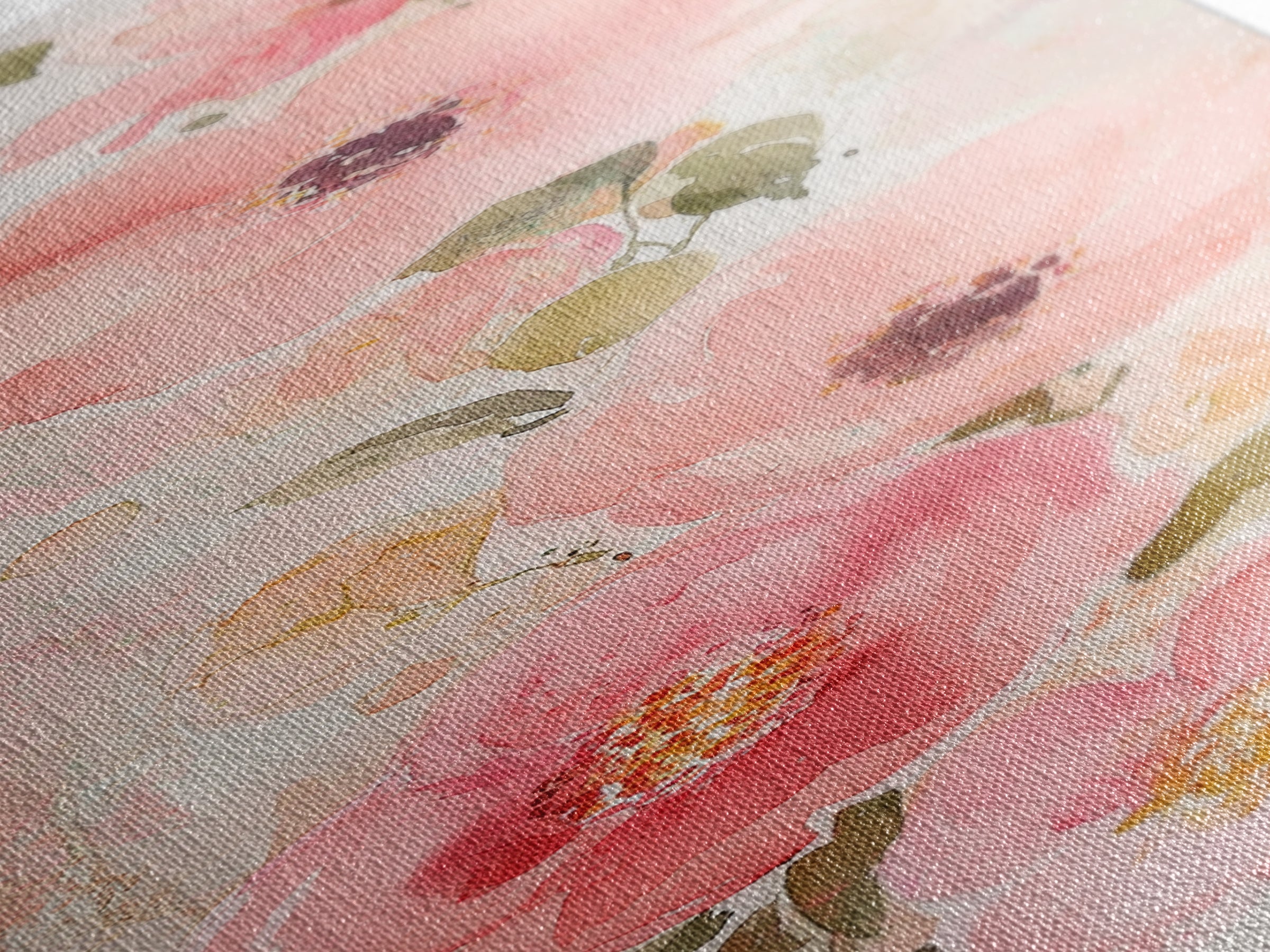 Delicate Floral Wildflower Framed Canvas Print Light Pink Botanical Prints Vertical Wall Art Tall Narrow Art Rustic Living Room Art