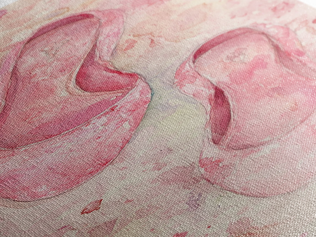 Ballet Flats Pink Abstract Canvas Print, Light Pink Wall Art, Whimsical Rustic Decor, Minimalist Living Room Art, Above Bed Artwork