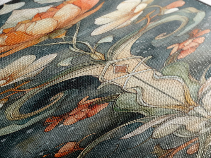 Canvas Print Sacred Geometry Wall Art Botanical Prints Art Nouveau Style Rustic Decor Skinny Wall Art Guest Room Art Christmas Gift