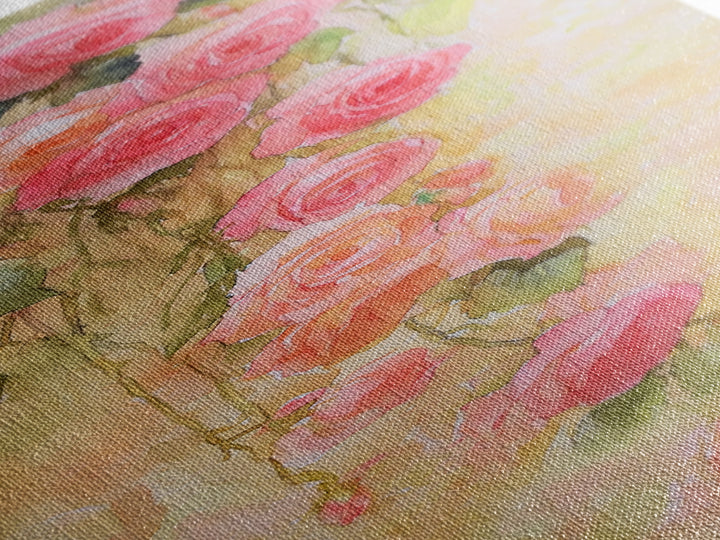 Cascading Roses Canvas Print Wildflower Painting Botanical Prints Vertical Wall Art Farmhouse Art Rustic Wall Art Romantic Gift