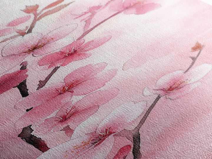 Delicate Cherry Blossom Framed Canvas Print Featuring Japanese-Inspired Botanical Prints for Bedroom or Living Room Wall Art