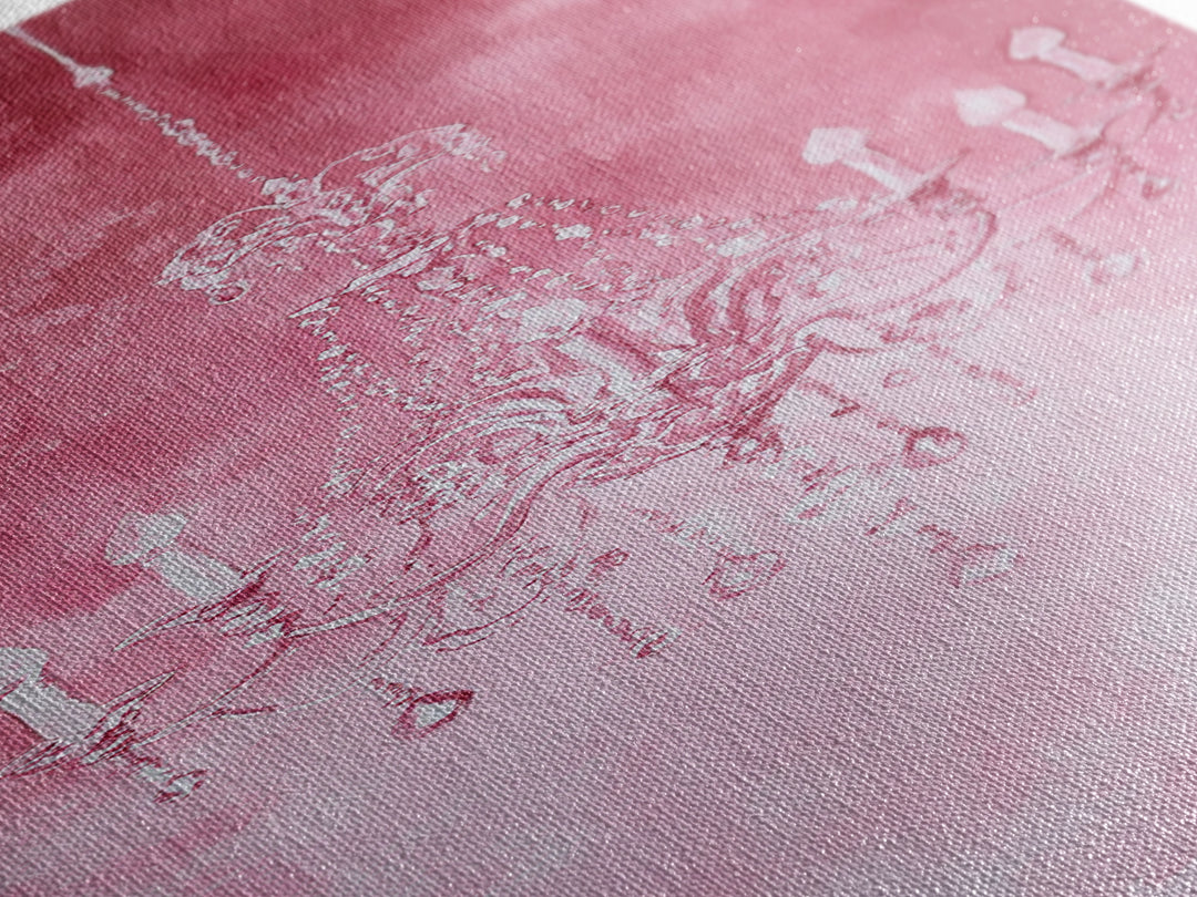 Crystal Chandelier Framed Canvas Print in Pink Abstract Art Perfect Above Sofa or Guest Room Art with Rustic and Glam Style